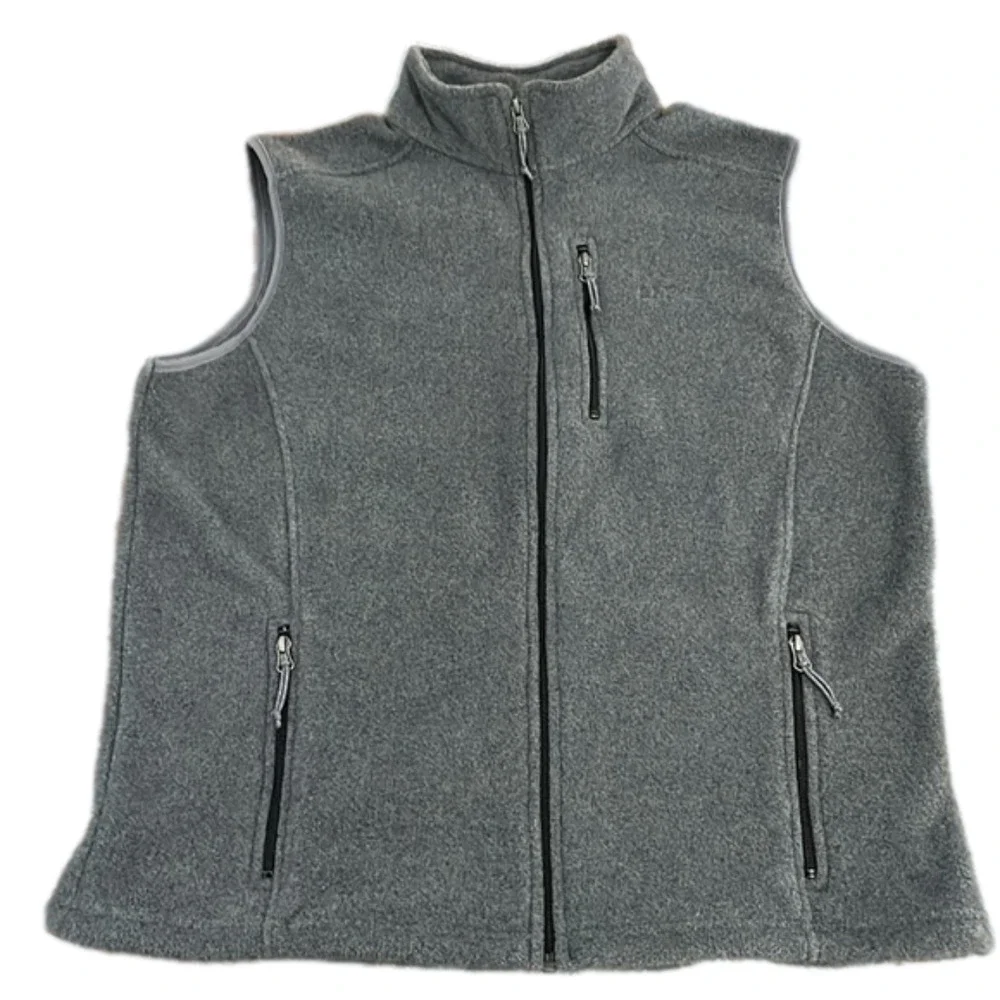 LLBean gray fleece vest, large tall